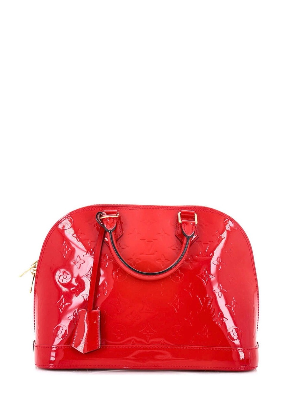 Louis Vuitton Patent Leather 
Monogram Vernis Alma PM Bag with Cross Body Strap